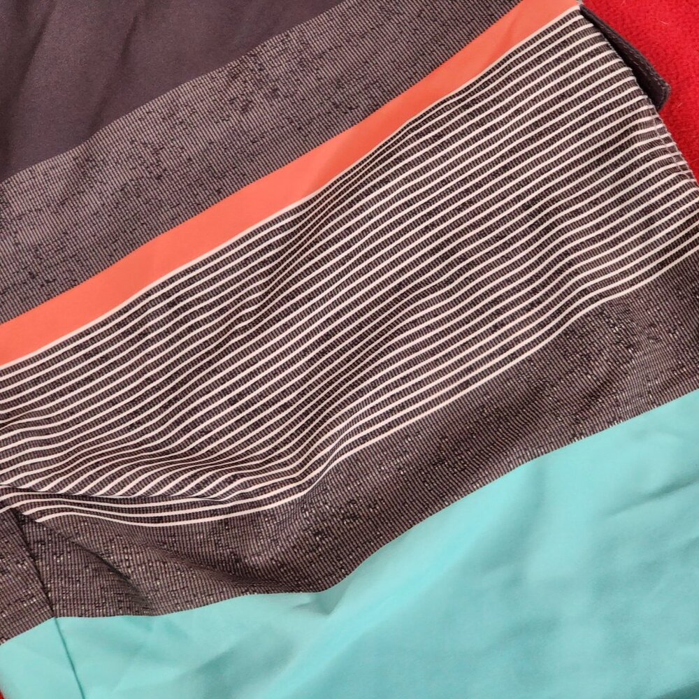 Nonwe Greige Peach Sea Green Poly Span Mesh Lined Pocket Swim Board Shorts Sz 36 - Picture 11 of 16